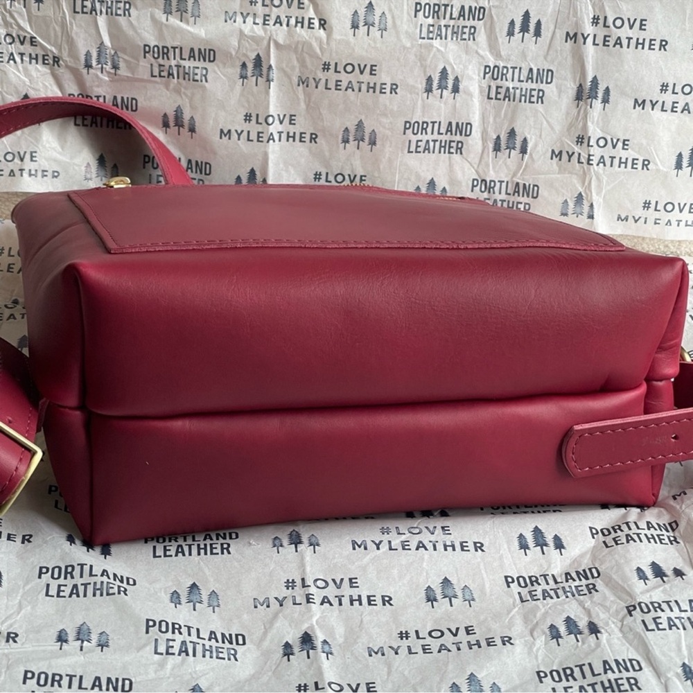 Portland Leather Medium Tote Backpack in Berry Good. - Picture 3 of 5